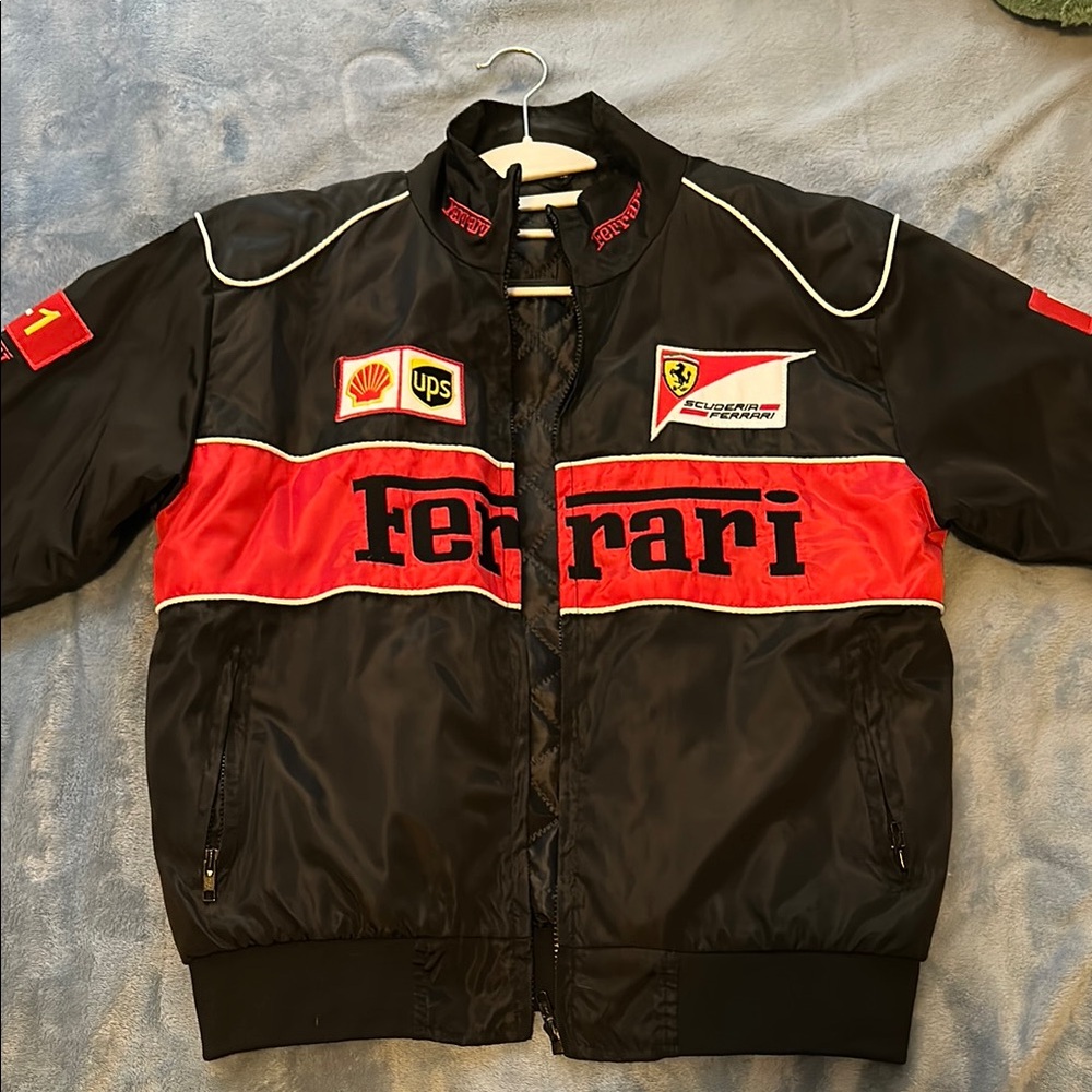 Formula 1 Ferrari Black and Red Racing Jacket